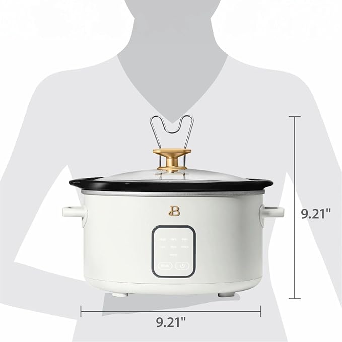 Beautiful 4-Qt Digital Slow Cooker with Smart Touch Screen, Removable Pot, Timer Presets, Ideal for Small Families