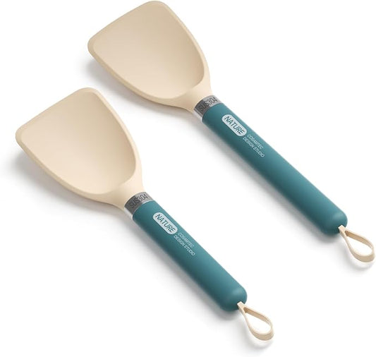 Silicone Small Spatula for Cooking Flexible Turner with Solid Inner Core and Heat Resistant Nylon Handle Ideal Spatula for Non-Stick Cookware