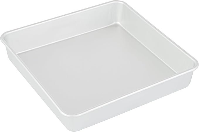 Restaurantware Square Aluminum Cake Pan - 10 x 10 x 2 Inch - Professional Brownie Pan - Straight-Sided Baking Pan - Even Heat Distribution - Silver