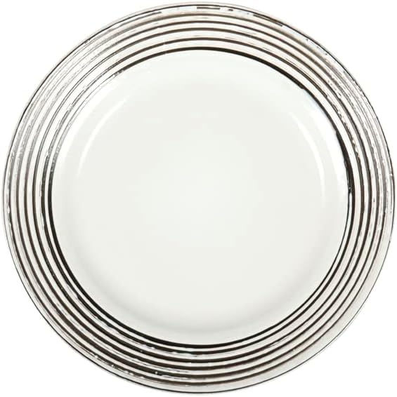 16 Piece Dinnerware Set, Ceramic Plates and Bowls Sets for 4, Microwave and Dishwasher Safe, Handcrafted Tree Bark Series Dish Set, White Birch