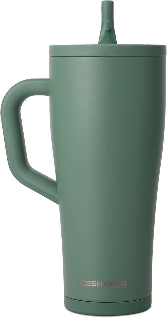 Ice Shaker 32 oz Tumbler with Handle and Straw | 32oz Aura | Cold for 30+ Hours | 2-in-1 Tumbler Shaker Bottle | Odor-Free 32 ounce Bottle for Water, Protein Shakes, Smoothies, Cocktails