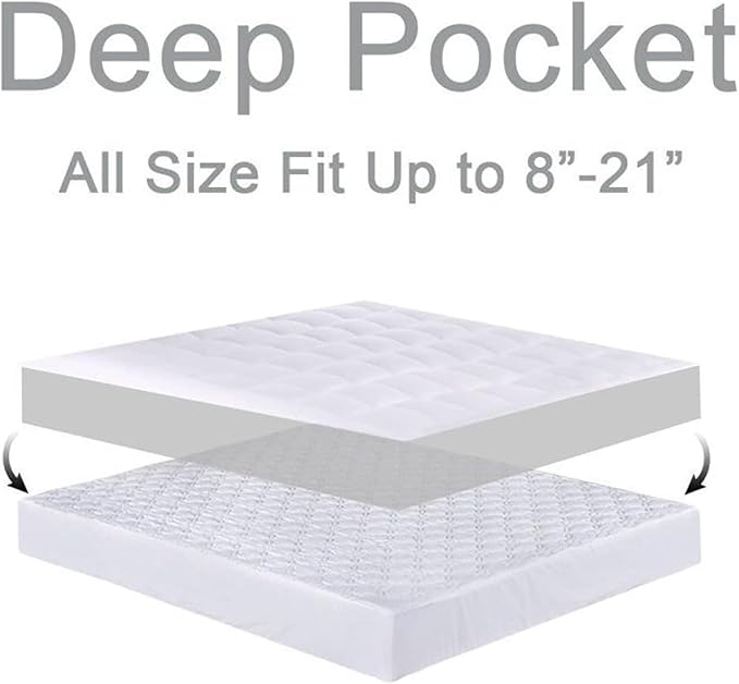 Mattress Topper Super Queen for Back Pain, Extra Thick Mattress Pad Cover, Plush Pillow Top, Deep Elastic Pocket, Grey, 66"X80"+20"