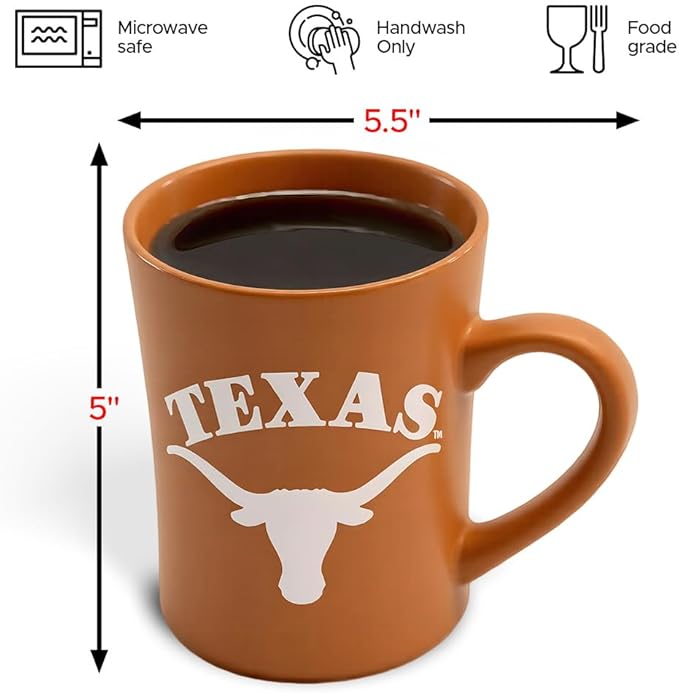 Texas Longhorns Ceramic 16oz Sculpted Mug ??Official Team Logo Coffee Cup ??Handwash Recommended ??Individually Boxed