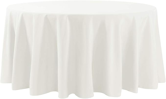 Cupuamon 120 inch Round Tablecloth Washable Polyester Table Cloth Decorative Table Cover for Wedding Party Dining Banquet（120 inch,Ivory）