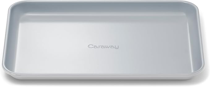 Caraway Nonstick Ceramic Small Baking Sheet (9x13?? ??Non-Toxic, PTFE & PFOA Free ??Oven Safe ??Aluminized Steel Core ??Mini Sheet Pan for Baking, Roasting & More - Gray