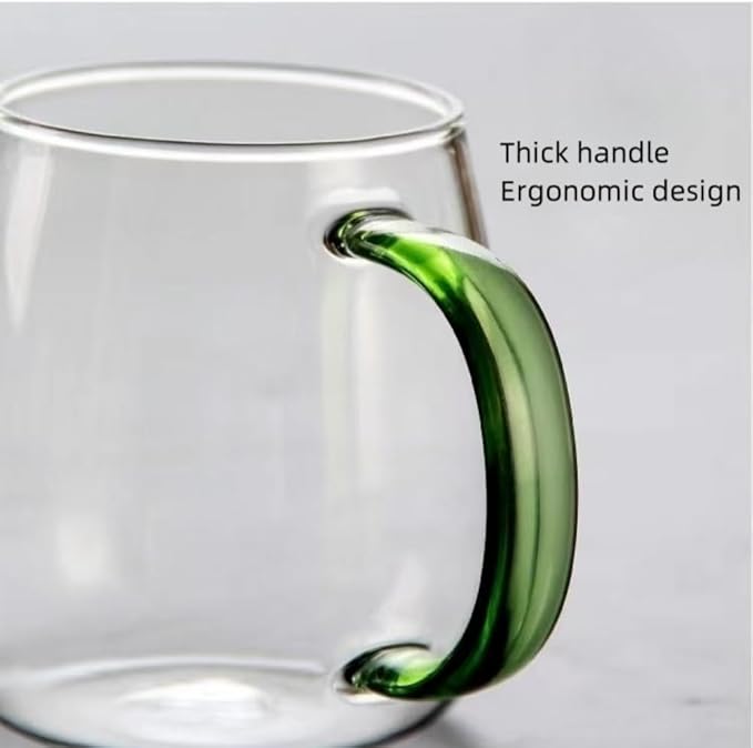 Clear Borosilicate Glass Coffee Mug with White Jade-Like Handle, 450ml/16oz ??Durable Glass Mug for Coffee, Tea, Beer, and Hot Beverages, Ideal Gift