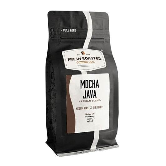 Fresh Roasted Coffee, Mocha Java, 12 oz, Medium Roast, Kosher, Whole Bean