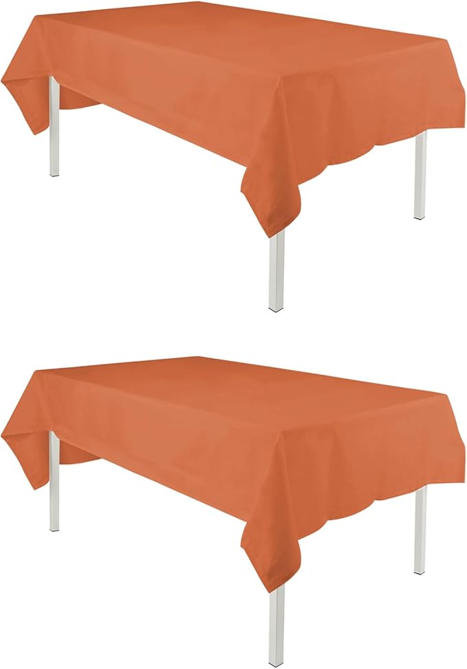 TWINPRET Rectangle Tablecloth 60 x 102 Inch, Orange Waterproof Washable Polyester Table Cloth - Stain & Oil Resistant Rectangular Table Cover for Banquet & Party (Fits 6 Foot Tables) [2 Pack]