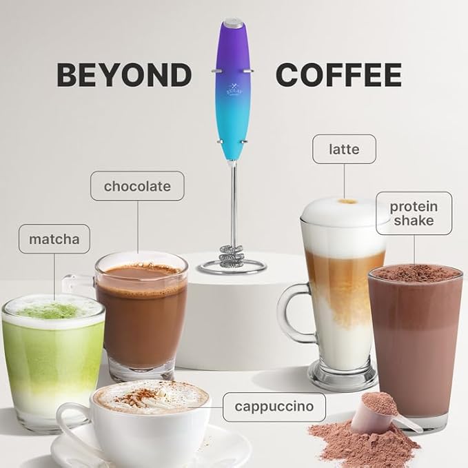 Zulay Kitchen Milk Frother with Patented Tornado Triple Whisk ??Handheld Foam Maker for Coffee, Lattes, Matcha & Hot Chocolate ??Rich, Creamy Froth in Seconds