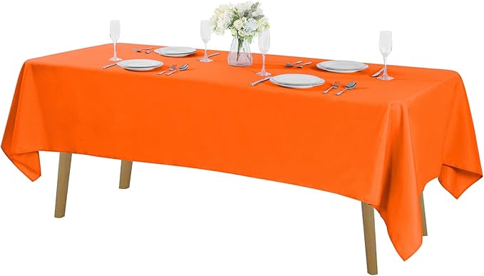 Cupuamon Rectangle Tablecloth 60x120 inch Washable Polyester Fabric Table Cloth for Wedding Party Dining Banquet Decoration（60x120, Orange）