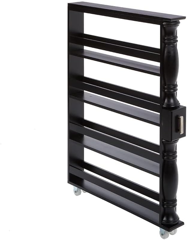 The Lakeside Collection Slim Rolling Can and Spice Racks - Black