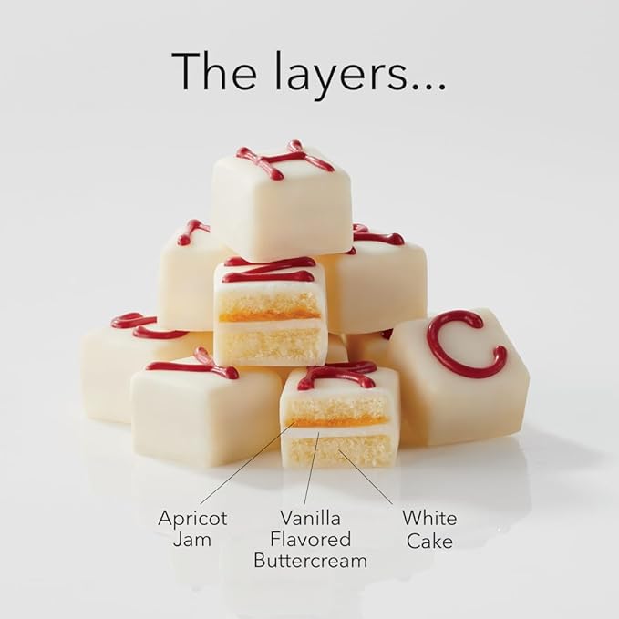 The Swiss Colony 43 Season Pleasers - Assorted Summer Sausage Meats, Cheese Bricks & Wedges, Spreadables, Candies & Chocolate Treats with Merry Christmas Petits Fours Gourmet Mini Layer Cakes