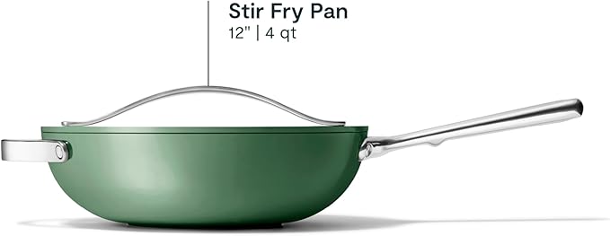 Caraway Non-Stick Stir Fry Pan - 12??Wok-Inspired Pan - Free From Forever Chemicals - High-Sloped Walls - Stainless Steel Handles - Sage