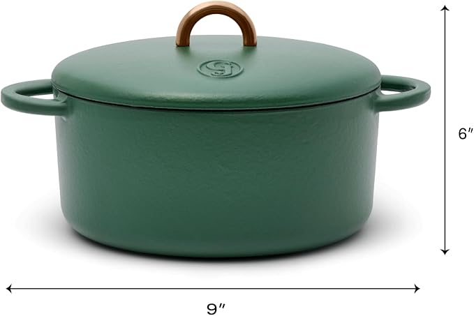 Great Jones Dutch Baby Dutch Oven with Lid (Broccoli, 3.5-Quart) | Enameled Cast Iron, Round Shape | Safe for Stovetops & Ovens up to 500째F | Space-Saving & Dishwasher-Friendly | Small-Batch Cooking