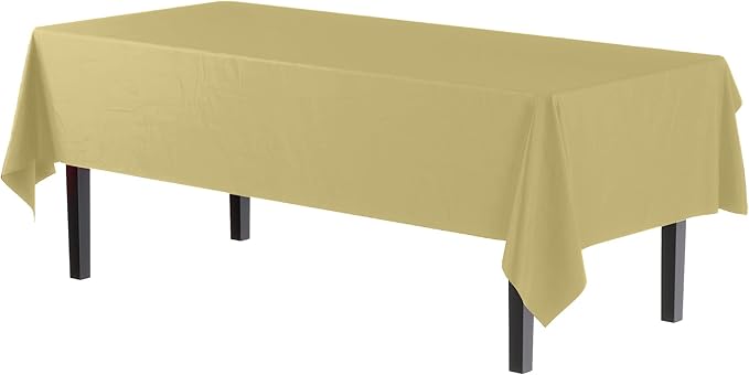 Party Solids Pack Of 6 Premium Plastic Tablecloth 54 Inch x 108 Inch Rectangle Plastic Table Cover - Light Yellow