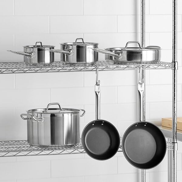SS1 Series 10-Piece Induction Ready Stainless Steel Cookware Set, Silver, 21/22 Gauge with Aluminum Core, 2-12 Qt Capacity, NSF Listed, Includes Sauce Pans, Fry Pans, Stock Pot
