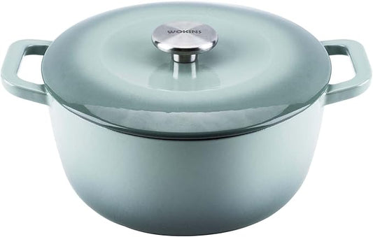 Enamel Cast Iron Dutch Oven with Lid,Dual Handles,Heavy-Duty Cookware for Sourdough Bread Baking,Braising,Stews,Roasting,Oven Safe up to 500째 F,5.5QT,green