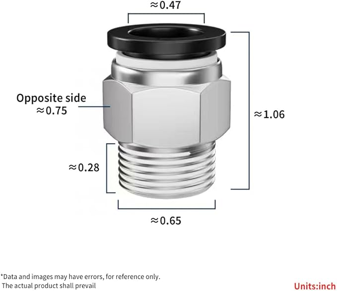 Pneumatic Black Push Connect Fittings 12mm Tube OD x 3/8 Inch NPT Air Push Connect Tools Pneumatic Hose Fittings(Pack of 5)
