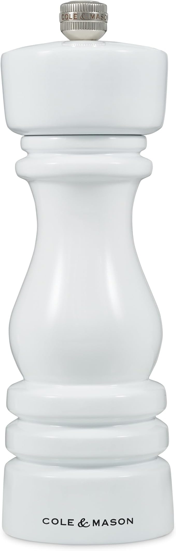 Cole & Mason London Refillable Spice Mill - Kitchen & Home Accessory - Table Salt Grinder - Salt Mill with Ceramic Mechanism - 7", White Gloss