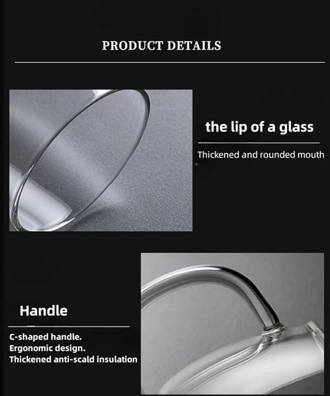 glass coffee mugs set of 6, clear coffee mug，Multi-coloured handles for easy differentiation ，borosilicate coffee glasses with handle16 oz ，Can be used as a gift…