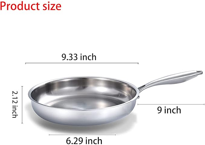 DELARLO Triply Stainless Steel Pan 8 Inch Frying pan, Induction Skillet Compatible Up to 600?? Fast and Even Heat, Oven Broiler Safe, Small Skillet, Omelette, Small Pan for Eggs, Steak, Bacon