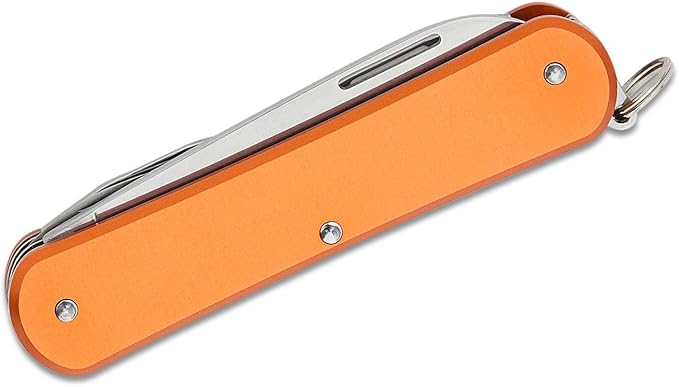 Fox Knives Vulpis FX-VP130-F4 Slipjoint Folding Knife 4-in-1 Multitool 2.17in Blade, Bottle Opener, Can Opener, Flat Head Screwdriver, Scissors - Compact Versatile Minimalist Pocket Knife (Orange)
