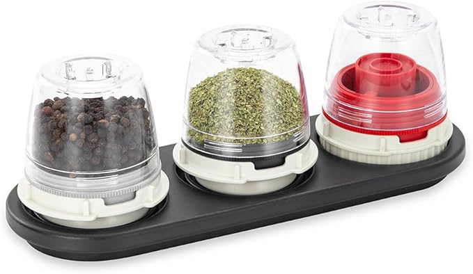 FinaMill Black Trio Stackable Tray ??Spice Rack for 3 FinaMill Pods, Durable Kitchen Organizer for Spice Grinder, BPA-Free, Easy to Clean, Keeps Spices Neat and Accessible, Home and Kitchen Gift Ideas