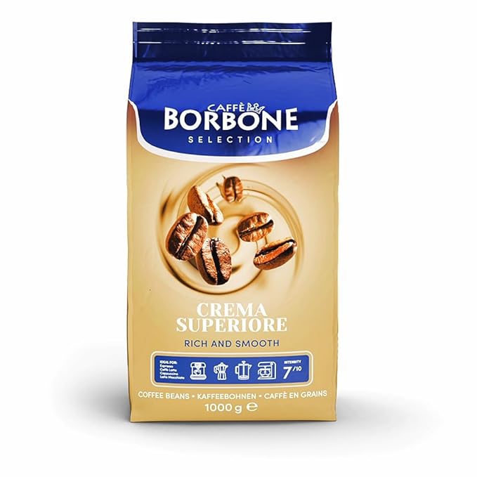 Caff챔 Borbone Whole Bean Coffee, Medium Roast Arabica and Robusta Blend, Crema Superiore, Rich and Smooth Italian Coffee, 2.2 lb Bag