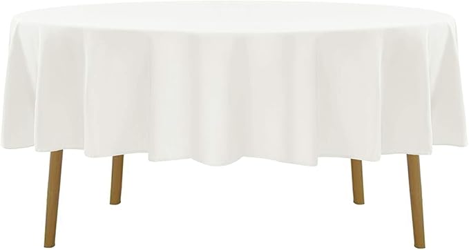Cupuamon 90 inch Round Tablecloth Washable Polyester Table Cloth Decorative Table Cover for Wedding Party Dining Banquet（90 inch,Ivory）