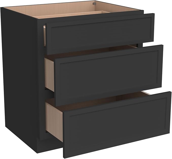 Newtown 3-Drawer Solid Wood Cabinet Premium Storage Organizer for Kitchen,Office Files, Essentials, and Mor Versatile and Stylish Drawer Cabinet for Home (NT-Charcoal Black, 21"W x 24"D x 34.5"H)