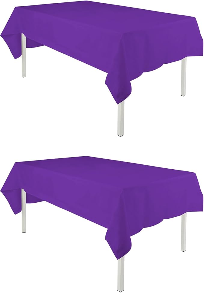 TWINPRET Rectangle Tablecloth 60 x 84 Inch, Purple Waterproof Washable Polyester Table Cloth - Stain & Oil Resistant Rectangular Table Cover for Banquet & Party (Fits 4 Foot Tables) [2 Pack]