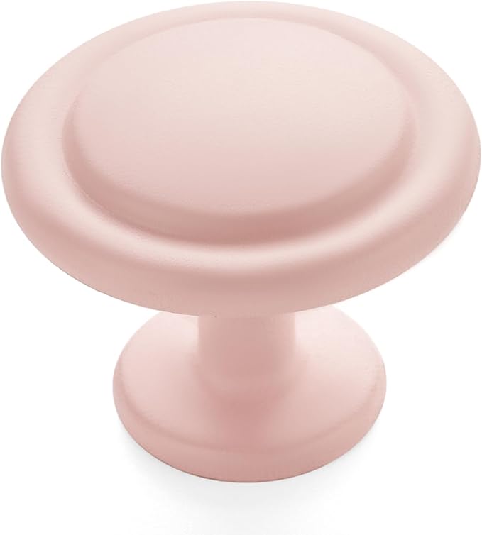 Ravinte 1 Pack 1-1/4 inch Kitchen Cabinet Knobs Pink Frosted Dresser Zinc Pulls Door Drawer Handles for Dresser Drawers