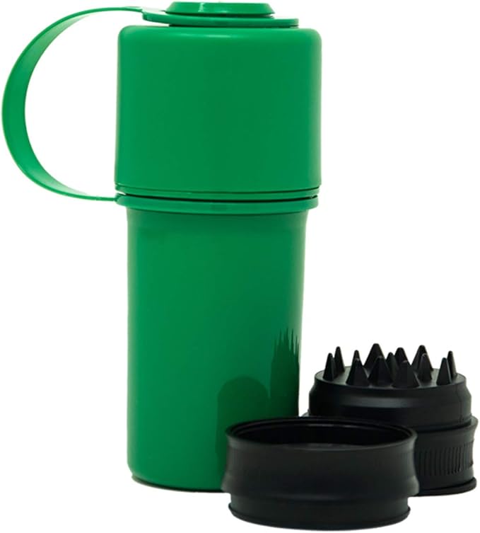Hemper Keeper 3?멼n?? Herb Grinder with Dual Storage Container - Smell?멠roof, Airtight & Water?멢esistant - Built?멗n Removable Grinder, Dual Compartments for Flower & Ground - (Green)