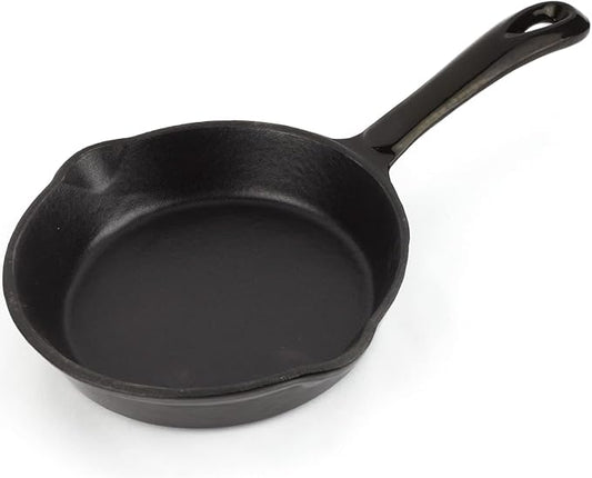 Magefesa FERRO 6.1" Enameled Cast Iron Black Skillet, Superior Heat Retention & Distribution, Compatible with All Cooktops, Induction & Oven Safe, Energy-Efficient, Durable, Easy to Clean