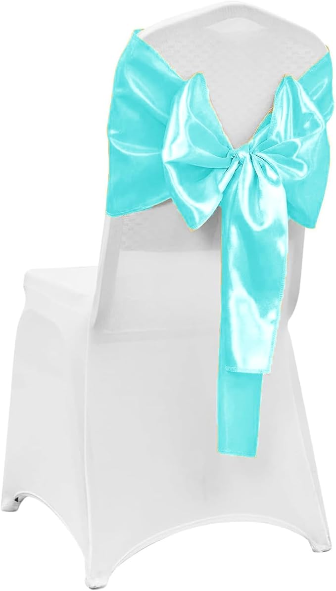 10-Pack Turquoise Satin Table Runner 12 x 108 Inch Long Bright and Smooth Silk Fabric Table Runner for Wedding Banquet Birthday Party Decoration