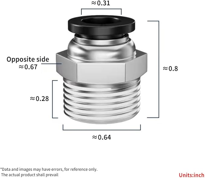 Pneumatic Black Push Connect Fittings 5/16 Inch Tube OD x 3/8 Inch NPT Air Push Connect Tools Pneumatic Hose Fittings(Pack of 10)