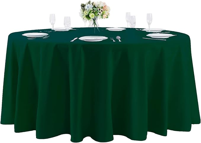 Cupuamon 120 inch Round Tablecloth Washable Polyester Table Cloth Decorative Table Cover for Wedding Party Dining Banquet（120 inch, Hunter）