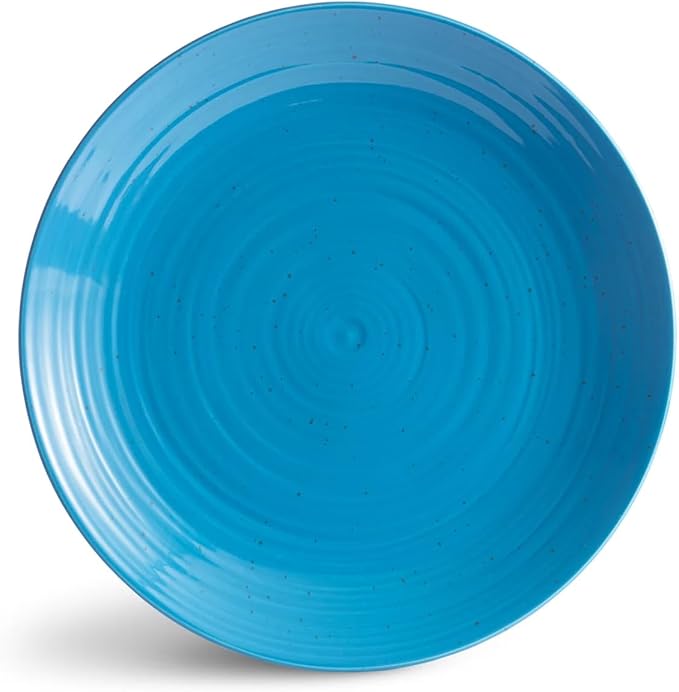 Sango Siterra Artist's Blend 16-Piece Stoneware Dinnerware Set ??Service for 4, Ocean Blue Glossy Glaze with Unique Speckled Design, for Everyday Dining & Entertainment, Microwave & Dishwasher Safe