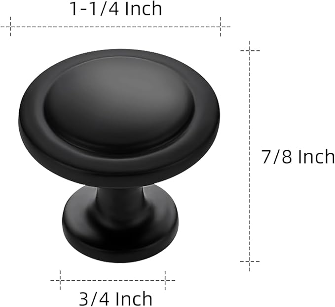 Ravinte 10 Pack 1-1/4 Inch Kitchen Cabinet Knobs Matte Black Zinc Pulls Door Handles for Dresser Drawers