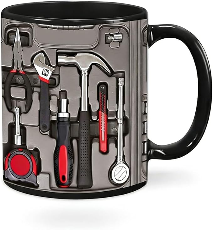 Mechanic Toolbox Mug, 2026 New Unique 3D Mechanic Toolbox Set Coffee Mug, Non-slip Reusable Mug, Suitable as a Gift for Coworkers, Fathers, Renovation Workers (B)