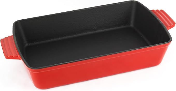 Magefesa FERRO 13.4-Inch Enameled Cast Iron Red Baking Pan, Superior Heat Retention & Distribution, Compatible with All Cooktops, Induction & Oven Safe, Energy-Efficient, Durable, Easy to Clean