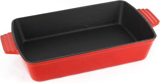Magefesa FERRO 13.4-Inch Enameled Cast Iron Red Baking Pan, Superior Heat Retention & Distribution, Compatible with All Cooktops, Induction & Oven Safe, Energy-Efficient, Durable, Easy to Clean