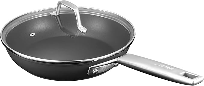 MsMk 9 1/2 Inch Small Egg Pan with Lid, Titanium and Ceramic Nonstick Omelette Pan,Scratch-resistant, Induction Egg Skillet, Oven Safe to 700째F Pan for Cooking, Dishwasher Safe