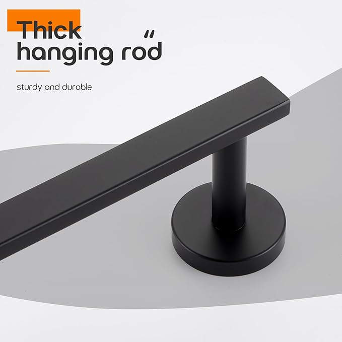 12 Inch Bathroom Towel Bar Bath Towel Rack Kitchen Towel Holder Towel Ring Wall Mounted SUS304 Stainless Steel Matte Black AN4001MB-L12