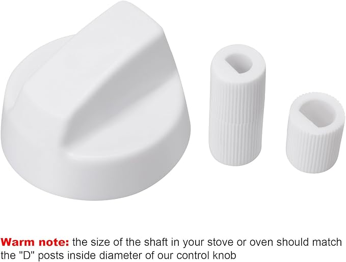 Jetec 4 Pack Control Knobs Replacement with 12 Adapters for Oven/Stove/Range, Please Check Carefully Whether The Dimensions in Figure Match(White)