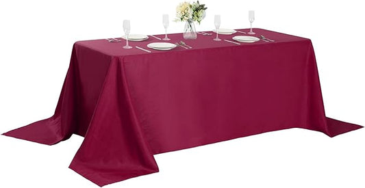 Cupuamon Rectangle Tablecloth 90x156 inch Washable Polyester Fabric Table Cloth for Wedding Party Dining Banquet Decoration（90x156, Burgundy）