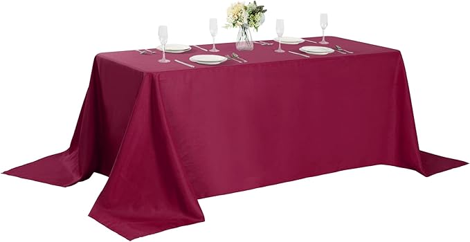 Cupuamon Rectangle Tablecloth 90x132 inch Washable Polyester Fabric Table Cloth for Wedding Party Dining Banquet Decoration（90x132, Burgundy）