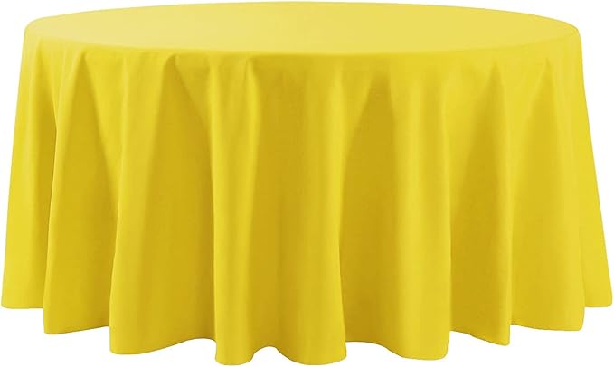 Cupuamon 120 inch Round Tablecloth Washable Polyester Table Cloth Decorative Table Cover for Wedding Party Dining Banquet（120 inch,Yellow）