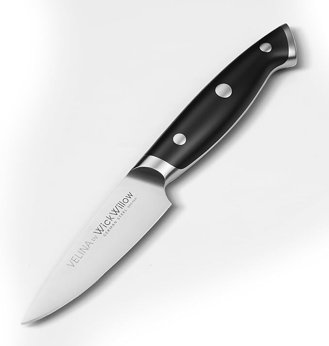 3.5" Paring Knife ??Razor Sharp German Steel DIN1.4116 ??Precision Fruit & Vegetable Knife for Peeling & Trimming ??Full Tang & Ergonomic Handle ??Gift Box ??Velina Series