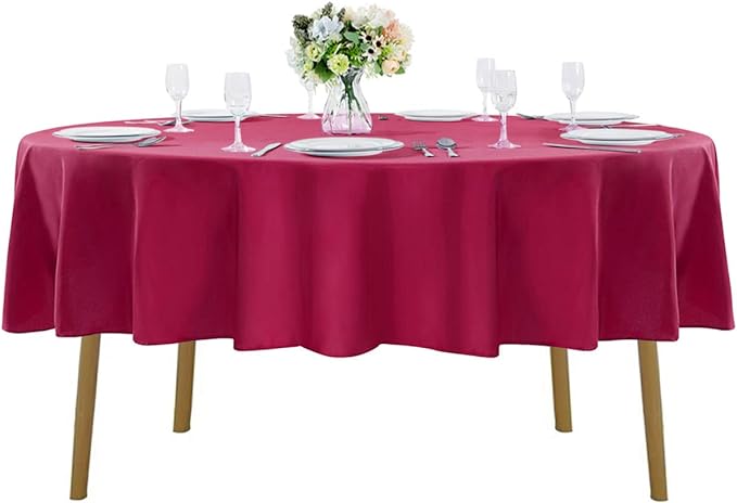 Cupuamon 70 inch Round Tablecloth Washable Polyester Table Cloth Decorative Table Cover for Wedding Party Dining Banquet（70 inch,Burgundy）